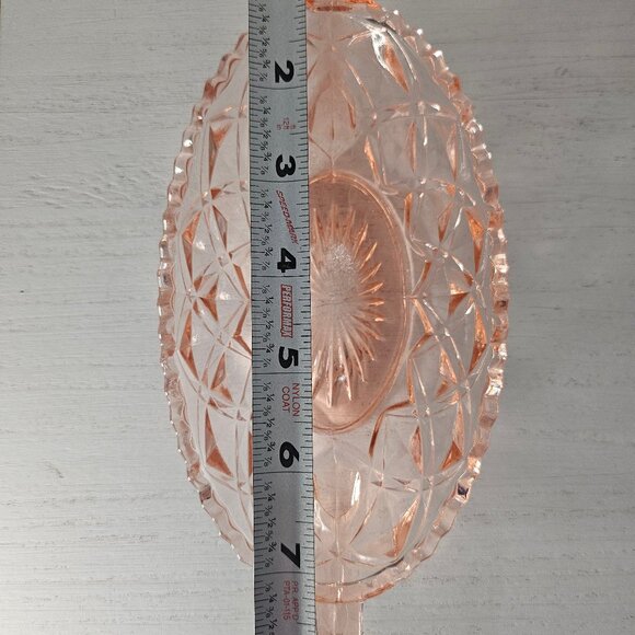 Oval Pink Depression Era Imperial Glass Dish With Handles - Picture 5 of 8